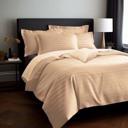 Pościel satyna bambusowo-bawełniana (P) STRIPE BEIGE/140x200 +1x70x80 z listwą +2x40x40 BAMBOO