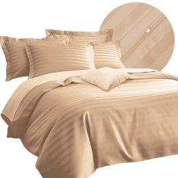 Pościel satyna bambusowo-bawełniana (P) STRIPE BEIGE/220x200 +2x70x80 z listwą +4x40x40 BAMBOO