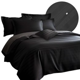 Pościel satyna bambusowo-bawełniana (P) STRIPE BLACK/180x200 +2x70x80 z listwą +4x40x40 BAMBOO