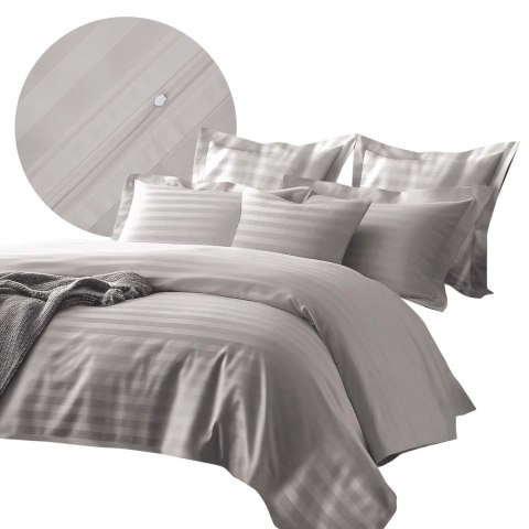 Pościel satyna bambusowo-bawełniana (P) STRIPE GREY/180x200 +2x70x80 z listwą +4x40x40 BAMBOO