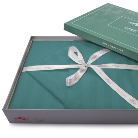 Pościel satyna bambusowo-bawełniana (P) STRIPE SEA TURQUOISE/140x200 +1x70x80 z listwą +2x40x40 BAMBOO