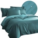 Pościel satyna bambusowo-bawełniana (P) STRIPE SEA TURQUOISE/180x200 +2x70x80 z listwą +4x40x40 BAMBOO