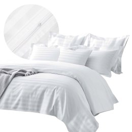 Pościel satyna bambusowo-bawełniana (P) STRIPE WHITE/180x200 +2x70x80 z listwą +4x40x40 BAMBOO