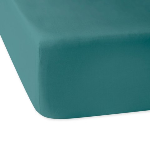 Prześcieradło satyna bawełniana z gumką ciemny turkus 042/200x220