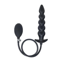 SHOTS Beaded Inflatable Silicone Anal Plug - Black