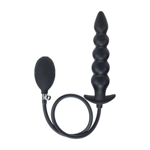 SHOTS Beaded Inflatable Silicone Anal Plug - Black