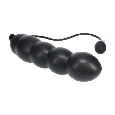 SHOTS Beaded Inflatable Silicone Anal Plug - Black