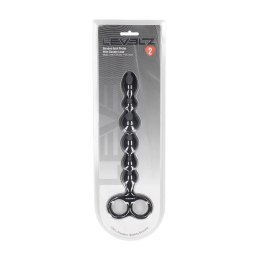 SHOTS Beaded Silicone Anal Probe with Double Loop - Black