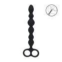 SHOTS Beaded Silicone Anal Probe with Double Loop - Black