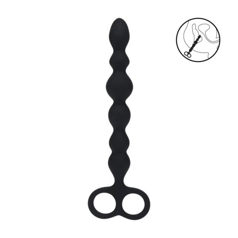 SHOTS Beaded Silicone Anal Probe with Double Loop - Black