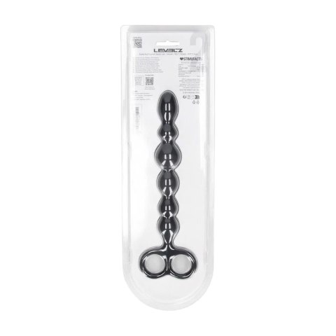 SHOTS Beaded Silicone Anal Probe with Double Loop - Black