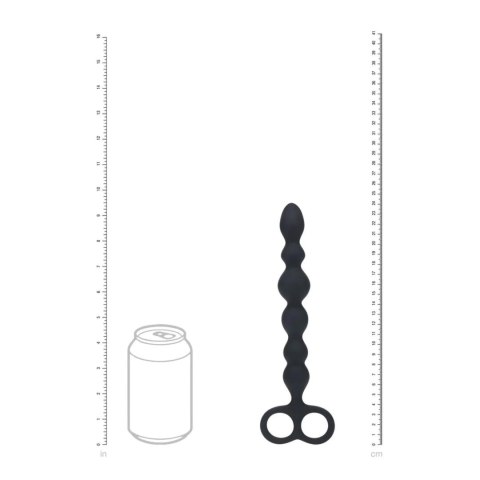 SHOTS Beaded Silicone Anal Probe with Double Loop - Black