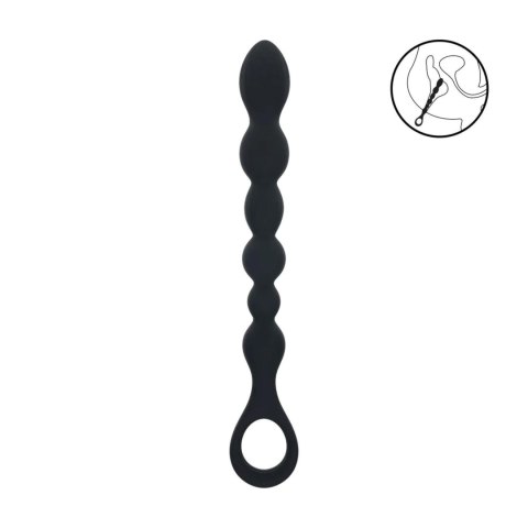 SHOTS Beaded Snake Silicone Anal Probe with Loop - Black