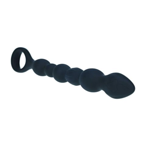 SHOTS Beaded Snake Silicone Anal Probe with Loop - Black