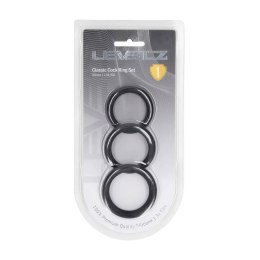 SHOTS Classic Silicone Cockring Set of 3 - L/XL/XXL - Black