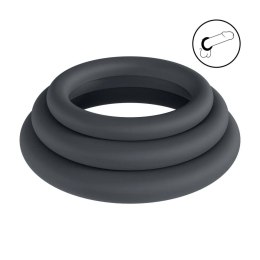 SHOTS Classic Silicone Cockring Set of 3 - L/XL/XXL - Black