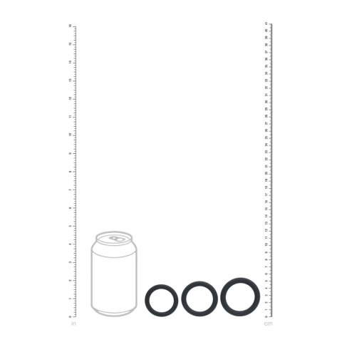 SHOTS Classic Silicone Cockring Set of 3 - L/XL/XXL - Black