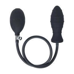 SHOTS Ribbed Inflatable Silicone Anal Plug - Black