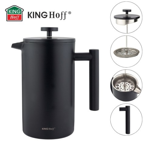 STALOWY ZAPARZACZ TŁOKOWY DO KAWY HERBATY 1L KINGHOFF KH-1996