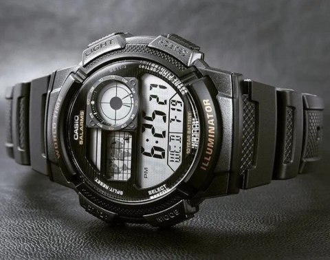 Casio ZEGAREK MĘSKI CASIO AE-1000W-1AV - WORLD TIME + BOX