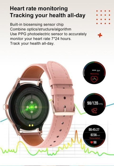 Pacific SMARTWATCH DAMSKI PACIFIC 18-1 - BRANSOLETA + PASEK: Rosegold / Różowy (sy015a)