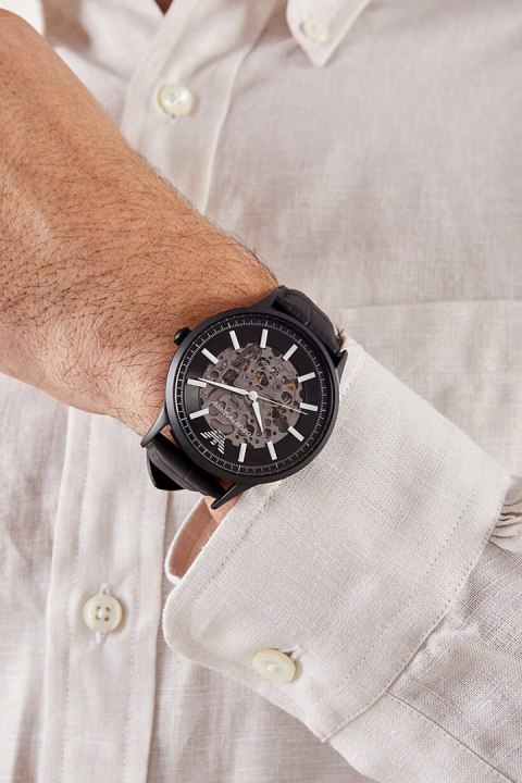 Emporio Armani Zegarek męski EMPORIO ARMANI SKELETON AUTOMATIC AR60042 (zi055c)