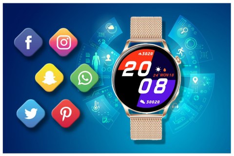 Rubicon SMARTWATCH DAMSKI Rubicon RNCE81 - WYKONYWANIE POŁĄCZEŃ, PULSOKSYMETR (sr045b)