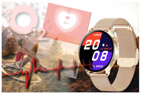 Rubicon SMARTWATCH DAMSKI Rubicon RNCE81 - WYKONYWANIE POŁĄCZEŃ, PULSOKSYMETR (sr045b)