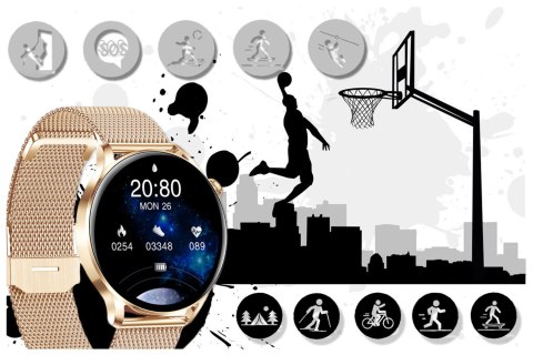 Rubicon SMARTWATCH DAMSKI Rubicon RNCE81 - WYKONYWANIE POŁĄCZEŃ, PULSOKSYMETR (sr045b)