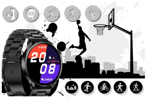 Rubicon SMARTWATCH Rubicon RNCE81 - WYKONYWANIE POŁĄCZEŃ, PULSOKSYMETR (sr045c)