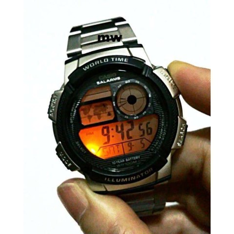 Casio ZEGAREK MĘSKI CASIO AE-1000WD 1A (zd073h) - WORLD TIME + BOX
