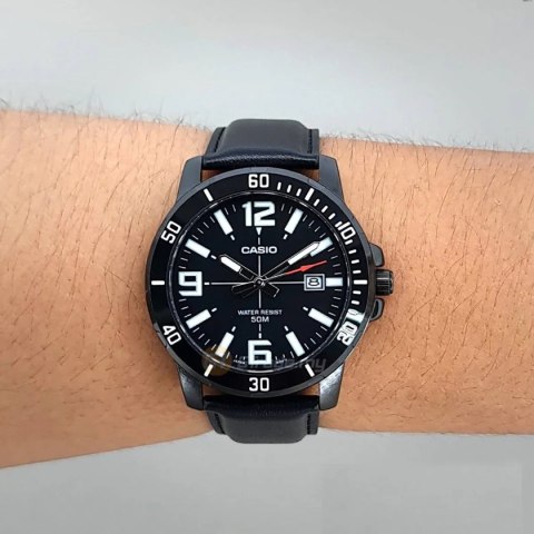 Casio ZEGAREK MĘSKI CASIO MTP-VD01BL-1B (zd169d) + BOX