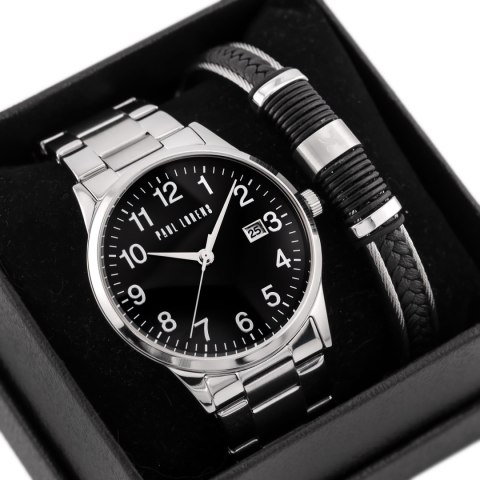 Paul Lorens KOMPLET PREZENTOWY MĘSKI PAUL LORENS - Zegarek + Bransoletka (zg368d)