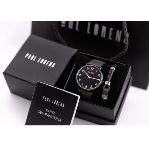 Paul Lorens KOMPLET PREZENTOWY MĘSKI PAUL LORENS - Zegarek + Bransoletka (zg370f)