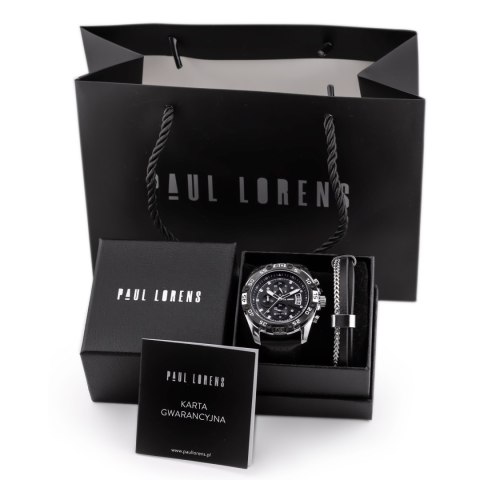 Paul Lorens KOMPLET PREZENTOWY MĘSKI PAUL LORENS - Zegarek + Bransoletka (zg375e)
