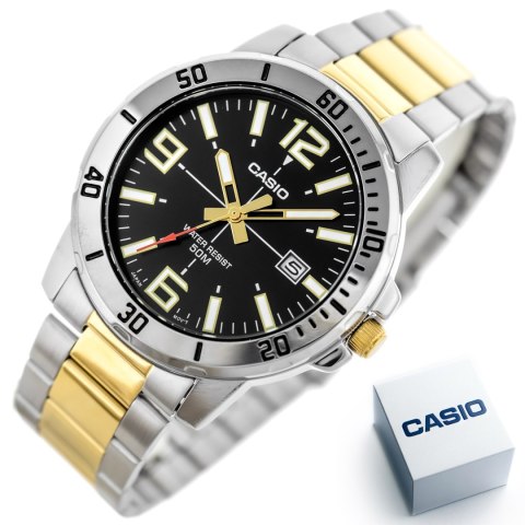 Casio ZEGAREK MĘSKI CASIO MTP-VD01SG-1B + BOX