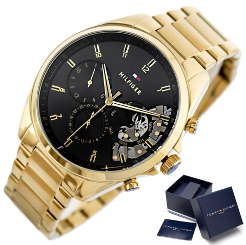 Zegarek Męski Tommy Hilfiger Baker 1710447 Złoty Czarna Tarcza