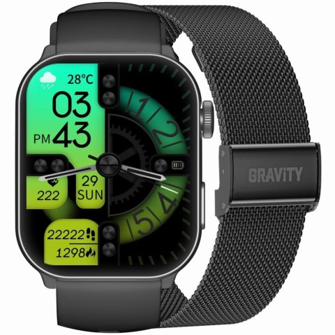 Gravity SMARTWATCH UNISEX GRAVITY GT28-1 - ROZMOWY BLUETOOTH, DODATKOWY PASEK (sg037a)