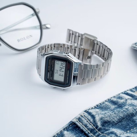 Casio ZEGAREK MĘSKI CASIO A158WA-1D VINTAGE RETRO + BOX