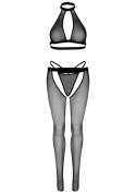 SCALA Fishnet top, g-string & tights Black