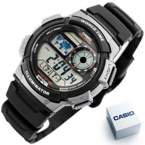Casio ZEGAREK MĘSKI CASIO AE-1000W 1BVDF (zd073g) - WORLD TIME + BOX