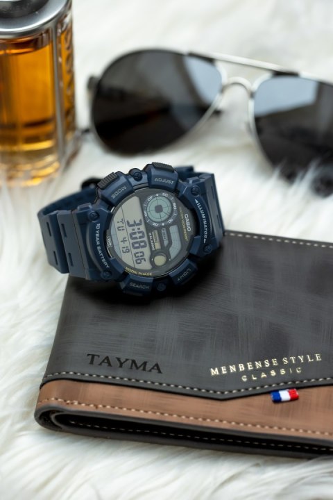 Casio ZEGAREK MĘSKI CASIO Digital Moonphase WS-1500H-2AVEF + BOX