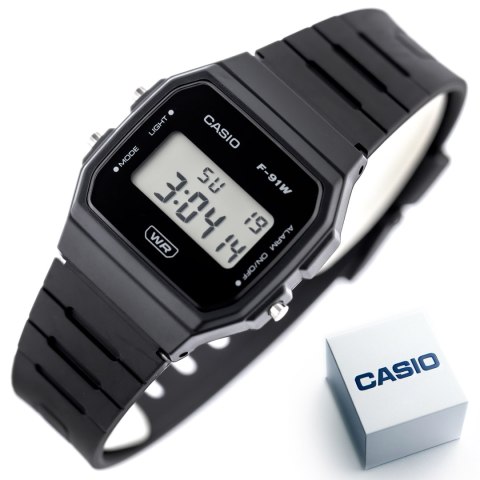 Casio ZEGAREK MĘSKI CASIO F-91WB-1ADF + BOX
