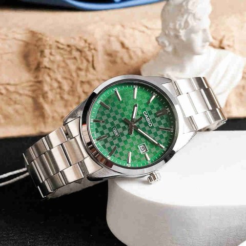 Casio ZEGAREK MĘSKI CASIO MTP-VD03D-3A1 Green + BOX