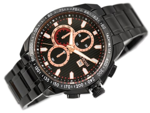 G. Rossi ZEGAREK MĘSKI G. ROSSI - BLUES (zg094g) black/rose + BOX