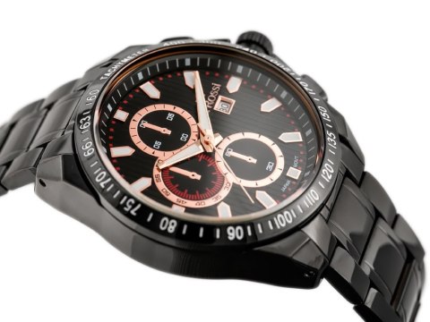 G. Rossi ZEGAREK MĘSKI G. ROSSI - BLUES (zg094g) black/rose + BOX