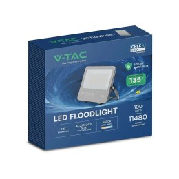 Projektor LED V-TAC CREE CHIP 100W 135lm/W czarna obudowa przewód 1m IP65 VT-44101 6500K 11480lm 6 lat gwarancji
