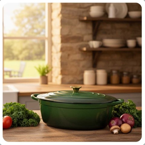 EMALIOWANA BRYTFANNA ŻELIWNA GĘSIARKA 6L HAGE ZIELONA