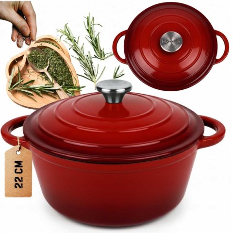 EMALIOWANY GARNEK ŻELIWNY 22cm 3L HAGE CZERWONY