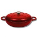 EMALIOWANY GARNEK ŻELIWNY PŁASKI 30cm 3L HAGE CZERWONY